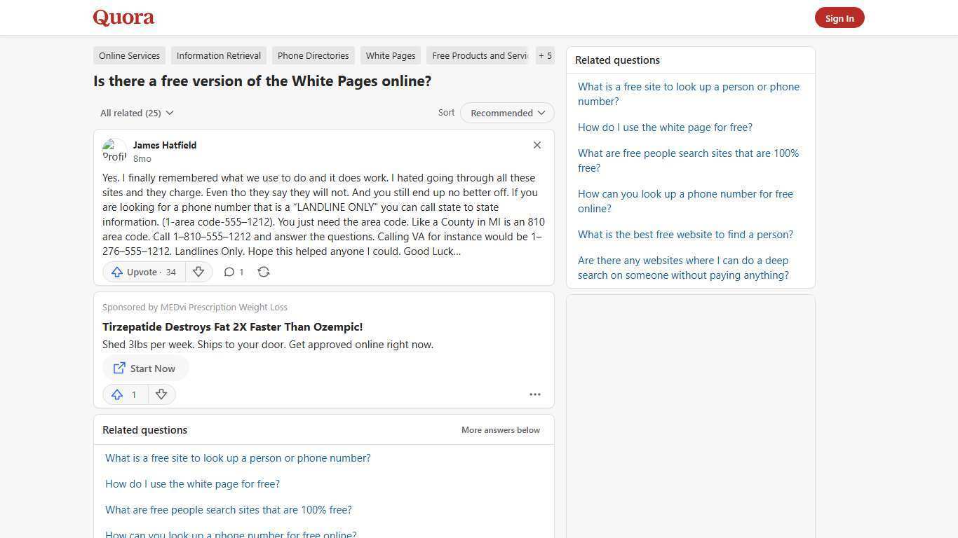 Is there a free version of the White Pages online? - Quora